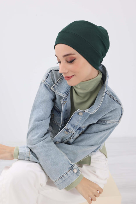 Soft Polyviscose Inner Turban Bonnet for Women, Easy Wear Instant Turban Bonnet, Soft Plain Color Ribbed Winter Chemo Headwear,B-37RB