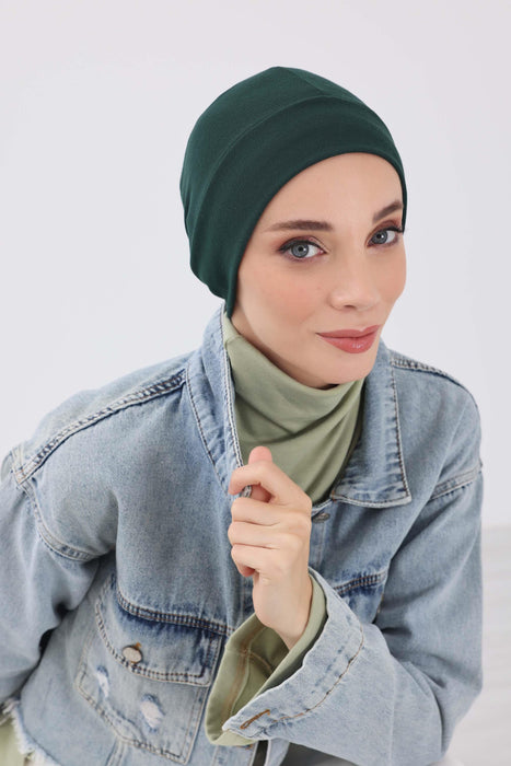 Soft Polyviscose Inner Turban Bonnet for Women, Easy Wear Instant Turban Bonnet, Soft Plain Color Ribbed Winter Chemo Headwear,B-37RB