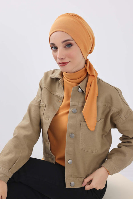 Women's Adjustable Ribbed Turban Bonnet with Long Tail, Instant Winter Turban Bonnet with Tie-Back Tail, Fashionable Women Hijab,B-49RB