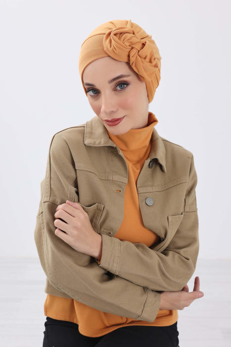 Women's Adjustable Ribbed Turban Bonnet with Long Tail, Instant Winter Turban Bonnet with Tie-Back Tail, Fashionable Women Hijab,B-49RB