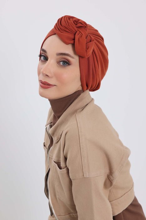 Women's Adjustable Ribbed Turban Bonnet with Long Tail, Instant Winter Turban Bonnet with Tie-Back Tail, Fashionable Women Hijab,B-49RB