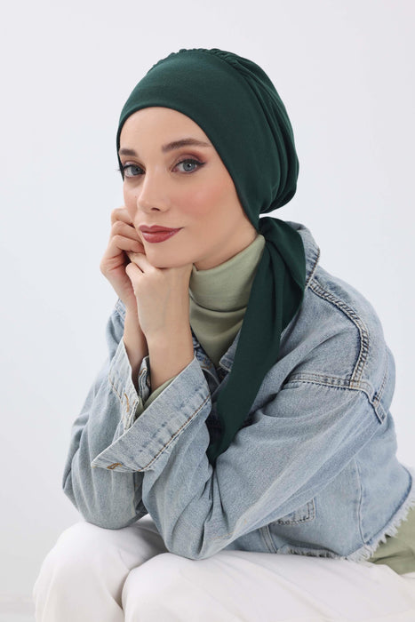 Women's Adjustable Ribbed Turban Bonnet with Long Tail, Instant Winter Turban Bonnet with Tie-Back Tail, Fashionable Women Hijab,B-49RB