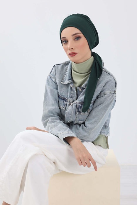 Women's Adjustable Ribbed Turban Bonnet with Long Tail, Instant Winter Turban Bonnet with Tie-Back Tail, Fashionable Women Hijab,B-49RB