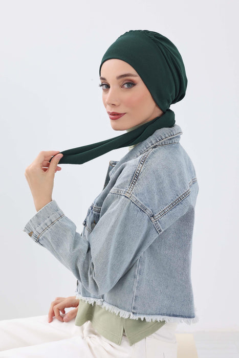 Women's Adjustable Ribbed Turban Bonnet with Long Tail, Instant Winter Turban Bonnet with Tie-Back Tail, Fashionable Women Hijab,B-49RB