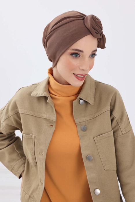 Women's Adjustable Ribbed Turban Bonnet with Long Tail, Instant Winter Turban Bonnet with Tie-Back Tail, Fashionable Women Hijab,B-49RB