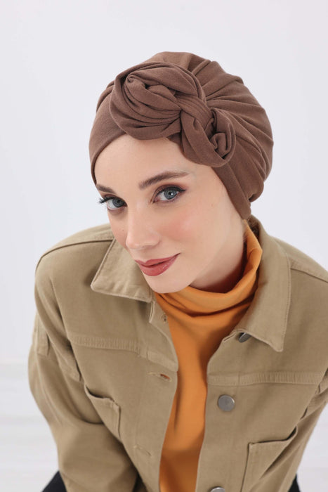 Women's Adjustable Ribbed Turban Bonnet with Long Tail, Instant Winter Turban Bonnet with Tie-Back Tail, Fashionable Women Hijab,B-49RB