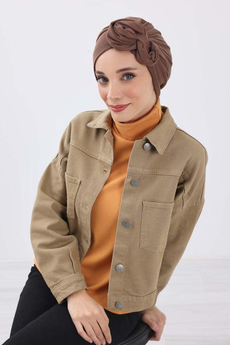 Women's Adjustable Ribbed Turban Bonnet with Long Tail, Instant Winter Turban Bonnet with Tie-Back Tail, Fashionable Women Hijab,B-49RB