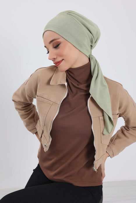 Women's Adjustable Ribbed Turban Bonnet with Long Tail, Instant Winter Turban Bonnet with Tie-Back Tail, Fashionable Women Hijab,B-49RB