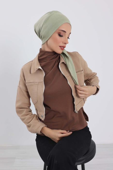 Women's Adjustable Ribbed Turban Bonnet with Long Tail, Instant Winter Turban Bonnet with Tie-Back Tail, Fashionable Women Hijab,B-49RB