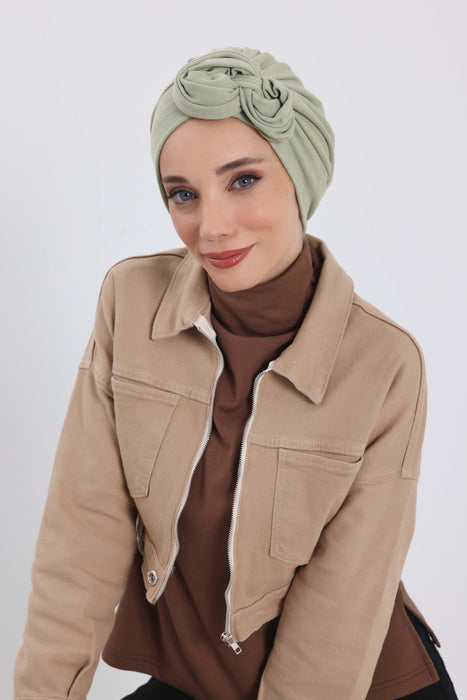 Women's Adjustable Ribbed Turban Bonnet with Long Tail, Instant Winter Turban Bonnet with Tie-Back Tail, Fashionable Women Hijab,B-49RB