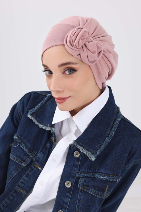 Women's Adjustable Ribbed Turban Bonnet with Long Tail, Instant Winter Turban Bonnet with Tie-Back Tail, Fashionable Women Hijab,B-49RB