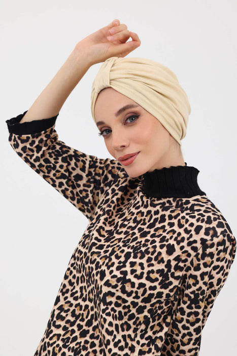 Gemütlicher, gerippter Winterturban aus Stretchmaterial für Krebspatientinnen, leicht zu tragender Instant-Turban-Hijab, weiches Chemo-Kopftuch für Frauen, B-68RB