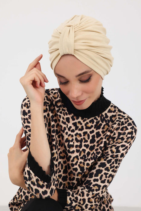 Gemütlicher, gerippter Winterturban aus Stretchmaterial für Krebspatientinnen, leicht zu tragender Instant-Turban-Hijab, weiches Chemo-Kopftuch für Frauen, B-68RB