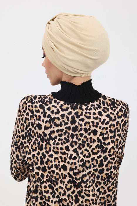 Gemütlicher, gerippter Winterturban aus Stretchmaterial für Krebspatientinnen, leicht zu tragender Instant-Turban-Hijab, weiches Chemo-Kopftuch für Frauen, B-68RB