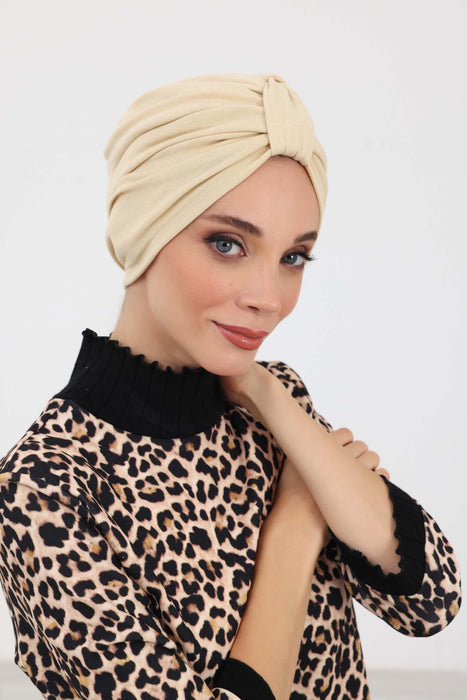 Gemütlicher, gerippter Winterturban aus Stretchmaterial für Krebspatientinnen, leicht zu tragender Instant-Turban-Hijab, weiches Chemo-Kopftuch für Frauen, B-68RB