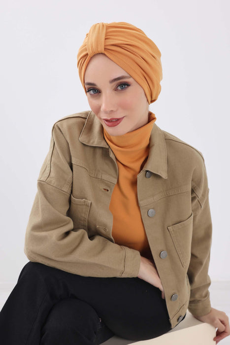 Gemütlicher, gerippter Winterturban aus Stretchmaterial für Krebspatientinnen, leicht zu tragender Instant-Turban-Hijab, weiches Chemo-Kopftuch für Frauen, B-68RB