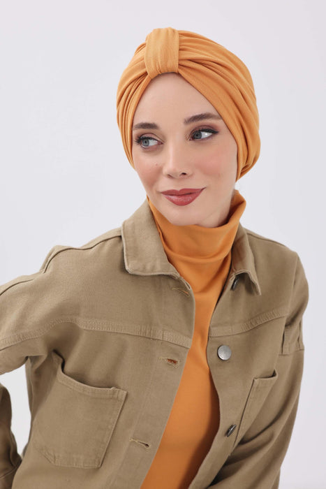 Gemütlicher, gerippter Winterturban aus Stretchmaterial für Krebspatientinnen, leicht zu tragender Instant-Turban-Hijab, weiches Chemo-Kopftuch für Frauen, B-68RB