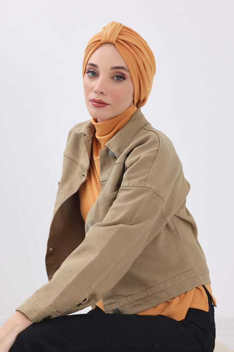 Gemütlicher, gerippter Winterturban aus Stretchmaterial für Krebspatientinnen, leicht zu tragender Instant-Turban-Hijab, weiches Chemo-Kopftuch für Frauen, B-68RB