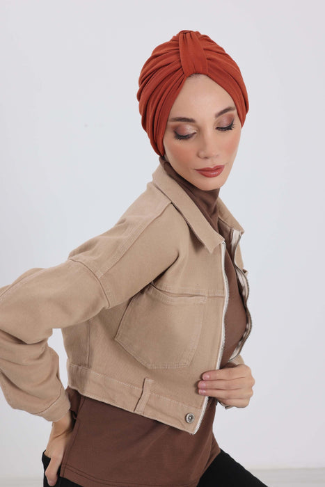 Gemütlicher, gerippter Winterturban aus Stretchmaterial für Krebspatientinnen, leicht zu tragender Instant-Turban-Hijab, weiches Chemo-Kopftuch für Frauen, B-68RB