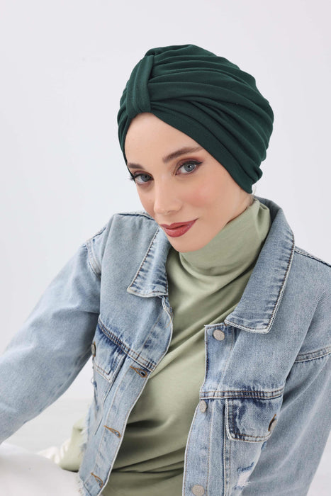 Gemütlicher, gerippter Winterturban aus Stretchmaterial für Krebspatientinnen, leicht zu tragender Instant-Turban-Hijab, weiches Chemo-Kopftuch für Frauen, B-68RB