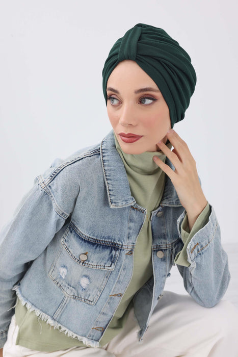 Gemütlicher, gerippter Winterturban aus Stretchmaterial für Krebspatientinnen, leicht zu tragender Instant-Turban-Hijab, weiches Chemo-Kopftuch für Frauen, B-68RB