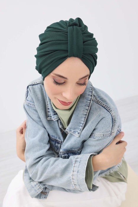 Gemütlicher, gerippter Winterturban aus Stretchmaterial für Krebspatientinnen, leicht zu tragender Instant-Turban-Hijab, weiches Chemo-Kopftuch für Frauen, B-68RB