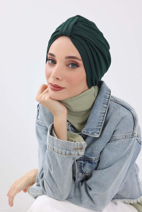 Gemütlicher, gerippter Winterturban aus Stretchmaterial für Krebspatientinnen, leicht zu tragender Instant-Turban-Hijab, weiches Chemo-Kopftuch für Frauen, B-68RB