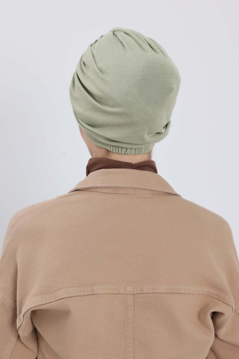 Gemütlicher, gerippter Winterturban aus Stretchmaterial für Krebspatientinnen, leicht zu tragender Instant-Turban-Hijab, weiches Chemo-Kopftuch für Frauen, B-68RB