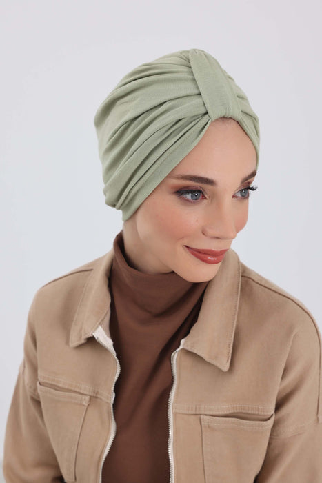 Gemütlicher, gerippter Winterturban aus Stretchmaterial für Krebspatientinnen, leicht zu tragender Instant-Turban-Hijab, weiches Chemo-Kopftuch für Frauen, B-68RB