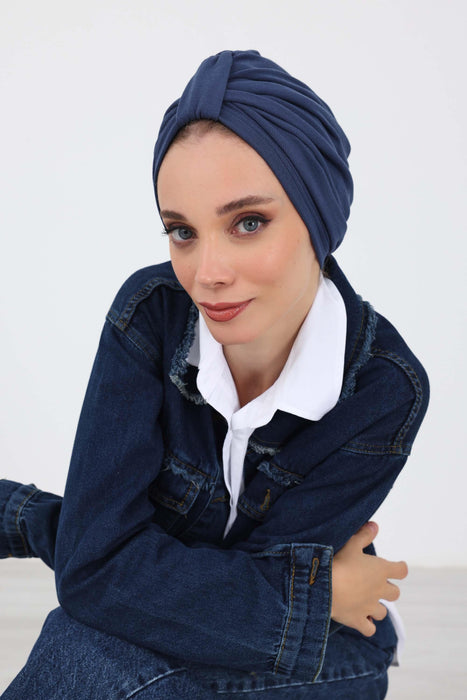 Gemütlicher, gerippter Winterturban aus Stretchmaterial für Krebspatientinnen, leicht zu tragender Instant-Turban-Hijab, weiches Chemo-Kopftuch für Frauen, B-68RB