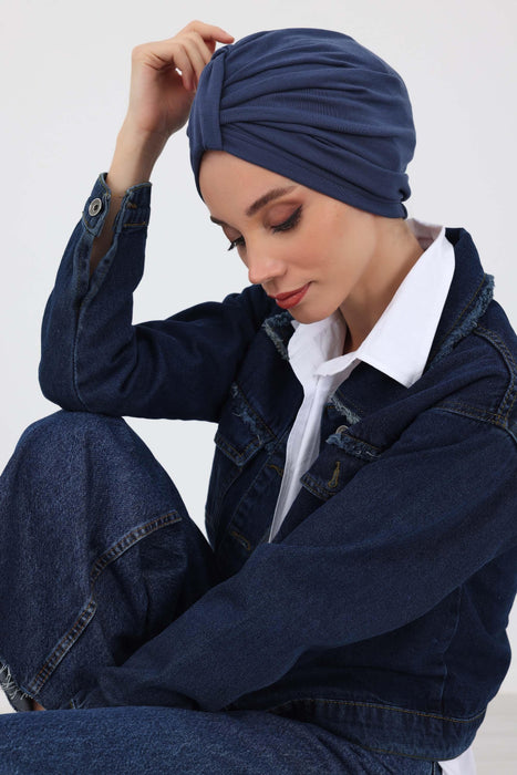 Gemütlicher, gerippter Winterturban aus Stretchmaterial für Krebspatientinnen, leicht zu tragender Instant-Turban-Hijab, weiches Chemo-Kopftuch für Frauen, B-68RB