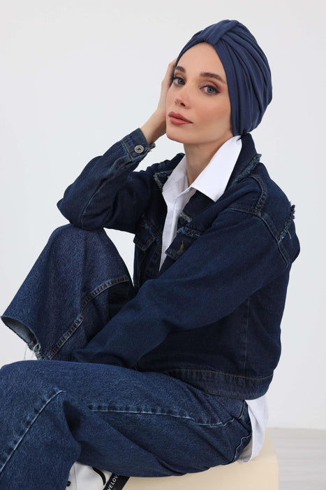 Gemütlicher, gerippter Winterturban aus Stretchmaterial für Krebspatientinnen, leicht zu tragender Instant-Turban-Hijab, weiches Chemo-Kopftuch für Frauen, B-68RB