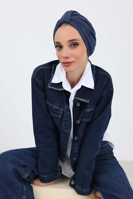 Gemütlicher, gerippter Winterturban aus Stretchmaterial für Krebspatientinnen, leicht zu tragender Instant-Turban-Hijab, weiches Chemo-Kopftuch für Frauen, B-68RB