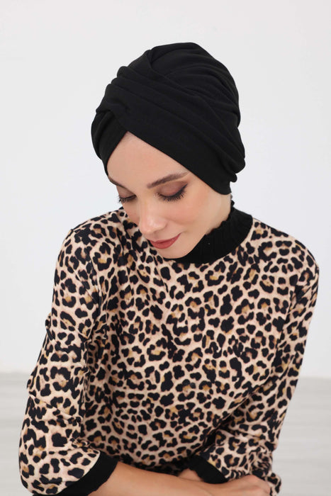 Elegant Stretchable Winter Turban Bonnet for Women, One-Size Polyviscose Headwrap for Cold Weathers, Thick and Cozy Chemo Headwrap,B-9IV