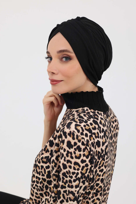 Elegant Stretchable Winter Turban Bonnet for Women, One-Size Polyviscose Headwrap for Cold Weathers, Thick and Cozy Chemo Headwrap,B-9IV