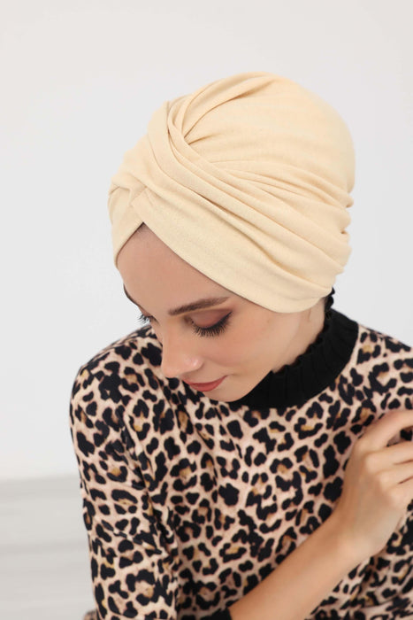 Elegant Stretchable Winter Turban Bonnet for Women, One-Size Polyviscose Headwrap for Cold Weathers, Thick and Cozy Chemo Headwrap,B-9IV