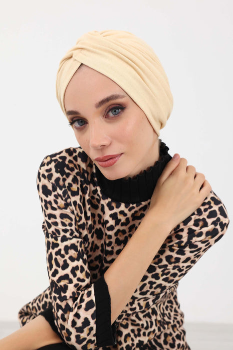 Elegant Stretchable Winter Turban Bonnet for Women, One-Size Polyviscose Headwrap for Cold Weathers, Thick and Cozy Chemo Headwrap,B-9IV