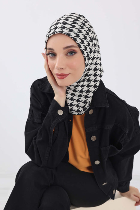 Stylish Warm Turban Bonnet with Houndstooth & Leopard Patterns, Thick Winter Printed Turban Bonnet Cap for Women,TB-5DIV