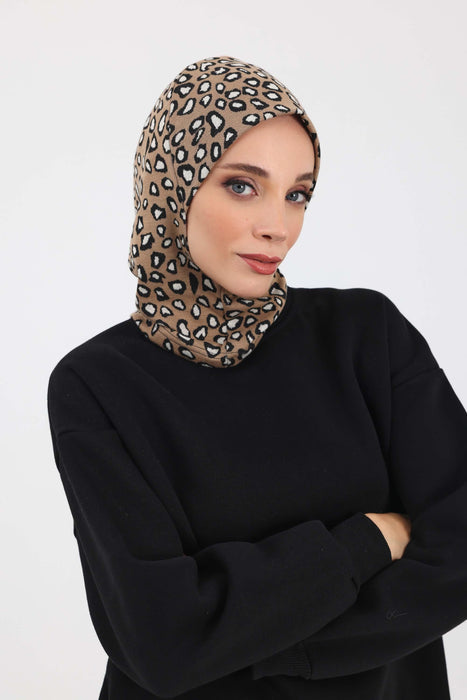 Stylish Warm Turban Bonnet with Houndstooth & Leopard Patterns, Thick Winter Printed Turban Bonnet Cap for Women,TB-5DIV