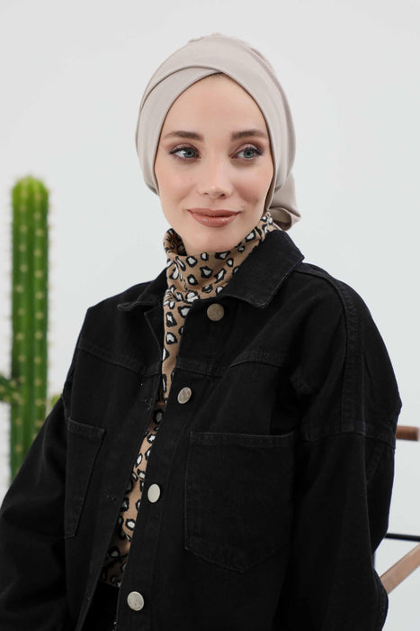 Stylish Winter Turban Bonnet with Back-Tie Belt, Soft Ribbed Polyviscose Headwrap for Cold Seasons, Warm Back-Tie Instant Turban,B-31RB