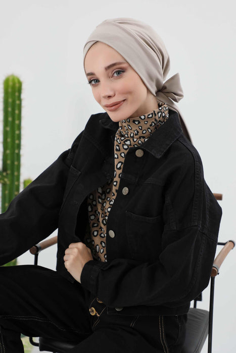 Stylish Winter Turban Bonnet with Back-Tie Belt, Soft Ribbed Polyviscose Headwrap for Cold Seasons, Warm Back-Tie Instant Turban,B-31RB