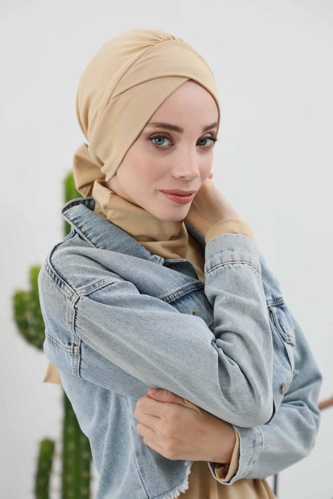 Stylish Winter Turban Bonnet with Back-Tie Belt, Soft Ribbed Polyviscose Headwrap for Cold Seasons, Warm Back-Tie Instant Turban,B-31RB