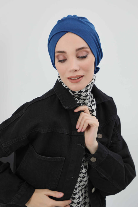 Stylish Winter Turban Bonnet with Back-Tie Belt, Soft Ribbed Polyviscose Headwrap for Cold Seasons, Warm Back-Tie Instant Turban,B-31RB