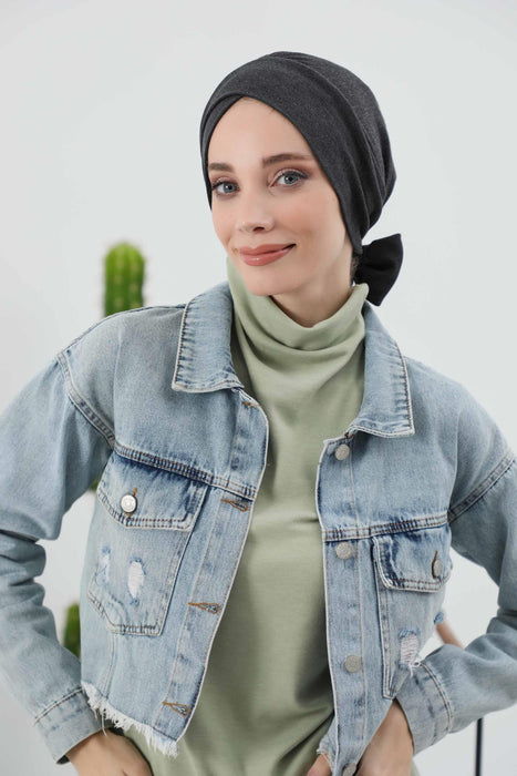 Stylish Winter Turban Bonnet with Back-Tie Belt, Soft Ribbed Polyviscose Headwrap for Cold Seasons, Warm Back-Tie Instant Turban,B-31RB