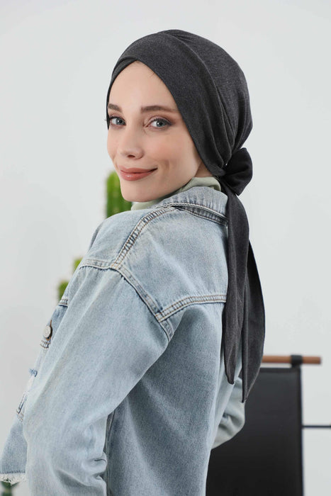 Stylish Winter Turban Bonnet with Back-Tie Belt, Soft Ribbed Polyviscose Headwrap for Cold Seasons, Warm Back-Tie Instant Turban,B-31RB