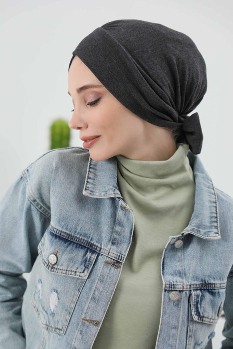 Stylish Winter Turban Bonnet with Back-Tie Belt, Soft Ribbed Polyviscose Headwrap for Cold Seasons, Warm Back-Tie Instant Turban,B-31RB