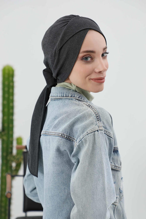 Stylish Winter Turban Bonnet with Back-Tie Belt, Soft Ribbed Polyviscose Headwrap for Cold Seasons, Warm Back-Tie Instant Turban,B-31RB