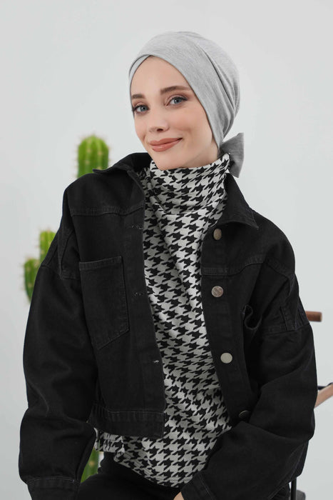 Stylish Winter Turban Bonnet with Back-Tie Belt, Soft Ribbed Polyviscose Headwrap for Cold Seasons, Warm Back-Tie Instant Turban,B-31RB