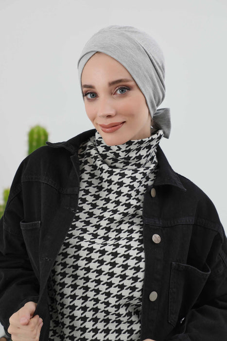 Stylish Winter Turban Bonnet with Back-Tie Belt, Soft Ribbed Polyviscose Headwrap for Cold Seasons, Warm Back-Tie Instant Turban,B-31RB