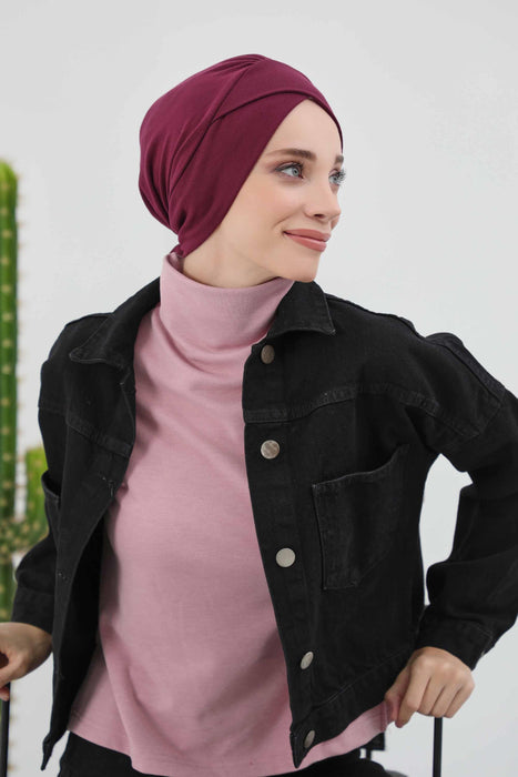 Stylish Winter Turban Bonnet with Back-Tie Belt, Soft Ribbed Polyviscose Headwrap for Cold Seasons, Warm Back-Tie Instant Turban,B-31RB